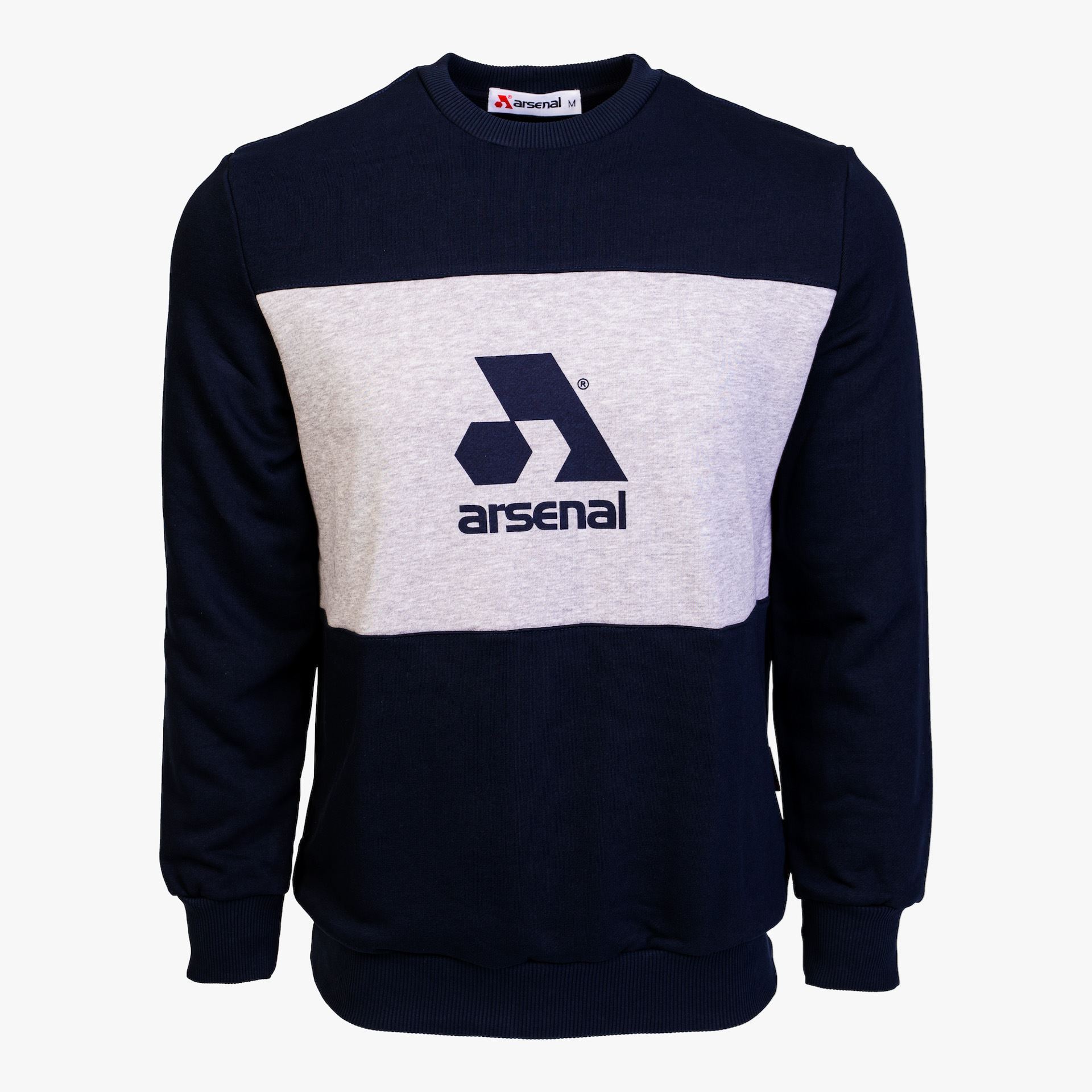 Arsenal Small Blue / Grey Cotton-Poly Standard Fit Logo Pullover Sweater