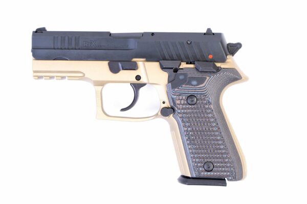 Arex Rex Zero 1CP-03GR1 9mm Flat Dark Earth with Hogue Piranha Black Grey Grips Semi-Automatic 15 Round Pistol