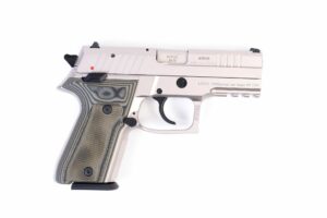 Arex Rex Zero 1CP-06G1 Silver with Hogue Checkered Green Grips 9mm 15 Round Pistol