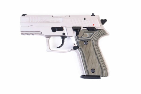 Arex Rex Zero 1CP-06G1 Silver with Hogue Checkered Green Grips 9mm 15 Round Pistol