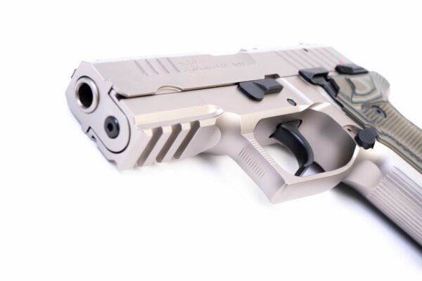 Arex Rex Zero 1CP-06G1 Silver with Hogue Checkered Green Grips 9mm 15 Round Pistol