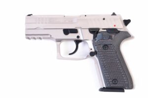 Arex Rex Zero 1CP-06GR1 Silver with Hogue Piranha Black Grey Grips 9mm 15 Round Pistol