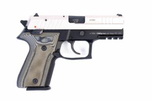 Arex Rex Zero 1CP-08G1 Silver with Hogue Checkered Green Grips 9mm Semi-Automatic 15 Round Pistol