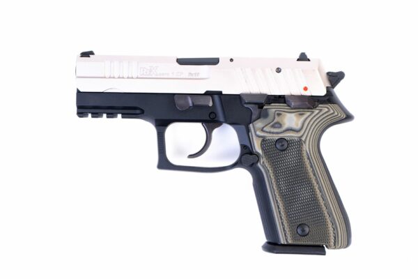 Arex Rex Zero 1CP-08G1 Silver with Hogue Checkered Green Grips 9mm Semi-Automatic 15 Round Pistol