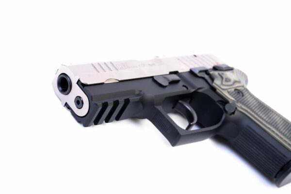 Arex Rex Zero 1CP-08G1 Silver with Hogue Checkered Green Grips 9mm Semi-Automatic 15 Round Pistol