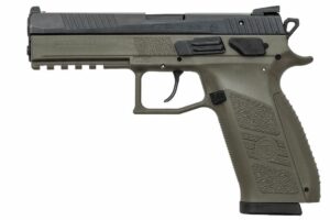 CZ P-09 9mm OD green frame black slide; NS – interchangeable back straps – 10 rd mags