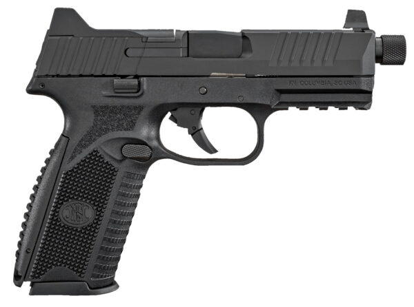 FN 66100375 509T  9mm Luger 17+1/24+1, 4.50" Black Steel Threaded Barrel, Matte Black Optic Ready/Serrated Stainless Steel Slide, Matte Black Polymer Frame w/Picatinny Rail
