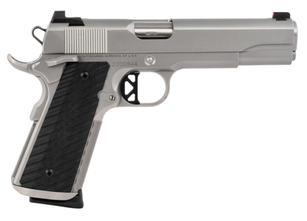 Dan Wesson 01824 Valor  45 ACP 8+1 5" Stainless Steel Barrel, Bead Blasted Serrated Stainless Steel Slide & Frame w/Beavertail & Picatinny Rail, Black G10 Grip, Ambidextrous