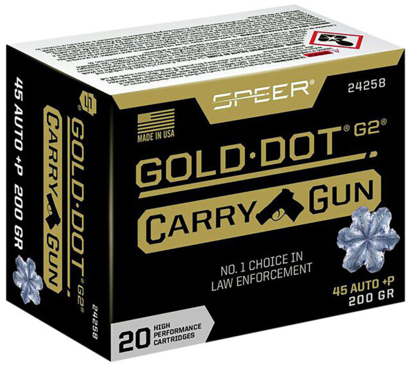 Speer 24258 Gold Dot Carry Gun 45ACP+P 200gr Hollow Point 20 Per Box/10 Case