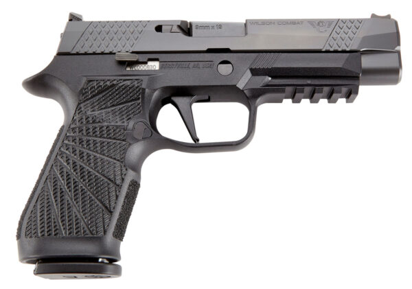 Wilson Combat SIGWCP320F9BATS P320  9mm Luger 17+1 4.70" Black Steel Barrel, Black DLC Serrated Stainless Steel Slide, Black Polymer Frame w/Picatinny Rail, Straight Trigger, Black Polymer Grip