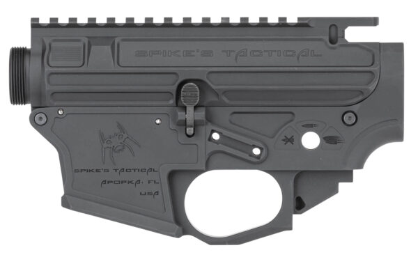 Spikes Tactical STSB920 Upper/Lower Set  AR-15 9mm Compatible w/Glock Mags, Black Hardcoat Anodized