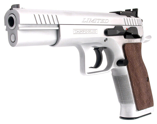 Tanfoglio IFG TF-LIMPRO-10 Defiant Limited Pro 10mm Auto Caliber with 4.80" Barrel, 13+1 Capacity, Overall Hard Chrome Finish Steel, Beavertail Frame, Serrated Slide & Brown Polymer Grip