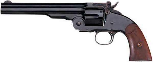 Taylors & Company 550652 Top Break Schofield 44-40 Win Caliber with 7" Barrel, 6rd Capacity Cylinder, Overall Blued Engraved Finish Steel & Walnut Grip