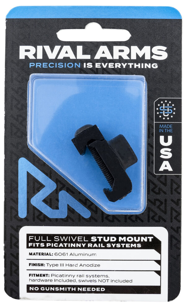Rival Arms RA-RA92M2B Full Swivel Stud Mount  Black Anodized 6061-T6 Aluminum compatible with Picatinny Rail (Swivel Not Included)