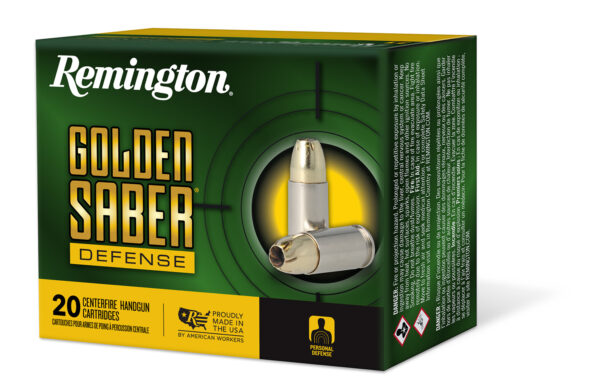 Remington Ammunition 27605 Golden Saber Defense 380ACP 102gr Brass Jacketed Hollow Point 20 Per Box/25 Case