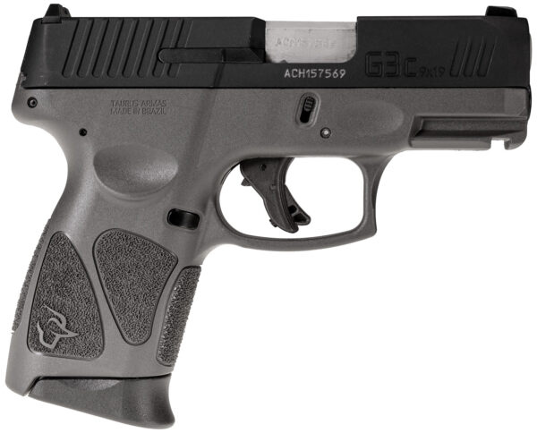 Taurus 1G3C931G G3C  Compact Frame 9mm Luger 12+1 3.26" Matte Stainless Steel Barrel, Matte Black Tenifer Serrated Steel Slide, Gray Polymer Frame w/Picatinny Rail, Gray Polymer Grip, Right Hand