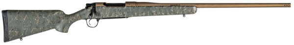 Christensen Arms 8010201400 Mesa Long Range 338 Lapua Mag 3+1 27" Threaded Barrel, Burnt Bronze Cerakote, Green with Black/Tan Webbing Stock