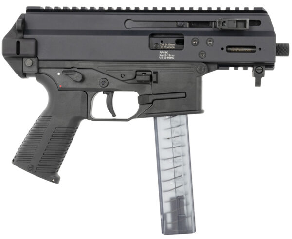 B&T Firearms 36176502 APC9K  9mm Luger 30+1 4.30" Black Steel Barrel, Black Picatinny Rail Receiver, Brace Adapter, Black Polymer Grips, Ambidextrous