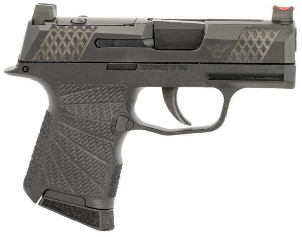 Wilson Combat SIGWCP3659BSR P365  9mm Luger 10+1 (2) 3.10", Black, RMRSc Optic Cut Slide with X-Tac Pattern Serrations, Polymer Frame, Sunburst Grips, Optic Height Fiber Optic Sights, Standard Trigger