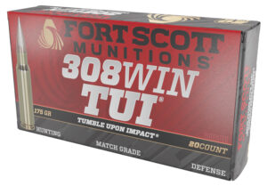 Fort Scott Munitions 308175SCV2 Tumble Upon Impact (TUI) Rifle 308Win 175gr Solid Copper Spun 20 Per Box/10 Case