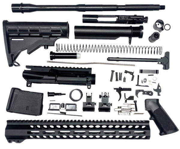 Bowden Tactical J27113 AR Rifle Build Kit  Complete, 13" M-Lok Handguard, Mil-Spec Parts, Flip Up Sights