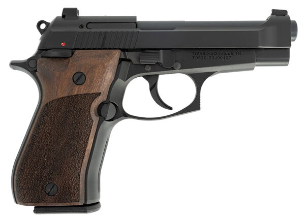 Tisas 11000103 Fatih  380 ACP 13+1 3.94" Black Steel Barrel, Black Cerakote Serrated Steel Slide, Black Cerakote Aluminum Frame w/Beavertail, Wood Grip, Ambidextrous Safety