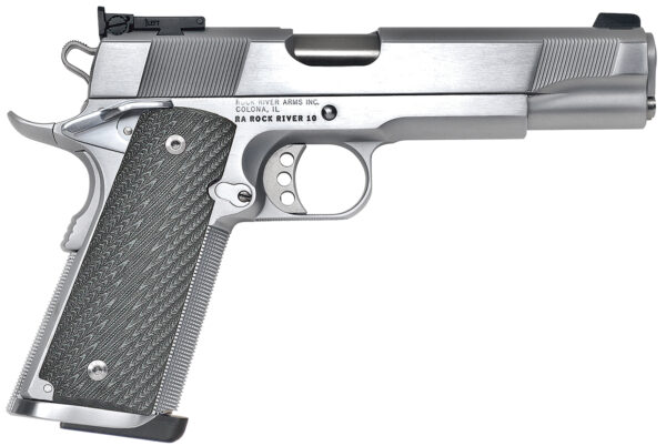 Rock River Arms PS2400 PS2400 Limited Match 45 ACP 7+1, 5" Stainless National Match Barrel, Brushed Chrome Serrated Steel Slide & Frame w/Beavertail, Black G10 Grip, Ambidextrous