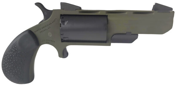North American Arms TGHMB Green Huntsman  22 MAG 5rd 2" OD Green Cerakote Heavy Vent Rib Barrel, OD Green Cerakote Steel Frame, Matte Black Cylinder, Black Cobblestone Rubber Grip, Exposed Hammer