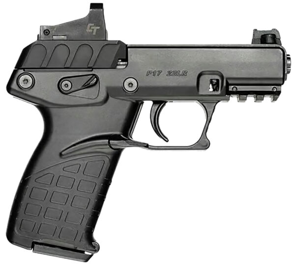 Kel-Tec P17BBLKRD P17 w/Optic Bundle Compact Frame 22 LR 16+1 3.80" Black Steel Barrel, Black Serrated Slide, Black Polymer Frame w/Picatinny Rail, Textured Grip, Crimson Trace Red Dot, Ambidextrous