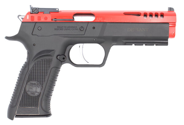 Tanfoglio TFFORCE22 Force  22 LR 10+1 4.40" Stainless Steel Barrel, Red Ported Slide, Black Polymer Frame w/Beavertail & Picatinny Rail, Black Textured Grip