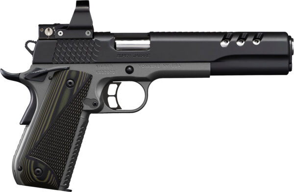 Kimber Mfg, Inc 3000278 Super Jagare w/Optic 10mm Auto 8+1 6" Stainless Match Grade Barrel, Diamond Carbon Coating Ported/Serrated Stainless Steel Slide, Kimpro II Gray Micarta Grip, Delta Pro Red Dot