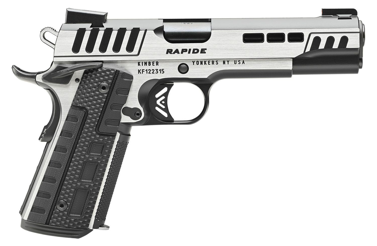 Kimber Mfg.,inc 3000425  Rapide Scorpius 45ACP 8+1 5" Black KimPro II w/ Brush Polished Flats Stainless Steel Slide G10 Grip