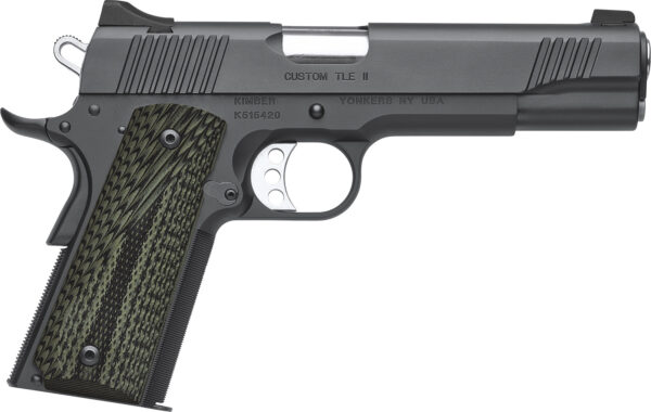 Kimber Mfg, Inc 3200335 TLE II Custom 45 ACP 7+1 5" Stainless Match Grade Barrel, Matte Black Serrated Steel Slide, Matte Black Steel Frame w/Beavertail, Aggressively Textures G-10 Grip