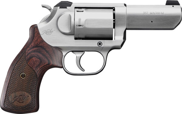 Kimber Mfg, Inc 3400016 K6S  DA/SA 357 Mag 6 Shot 3" Brushed Stainless Steel Barrel & Cylinder, Brushed Stainless Steel Frame, Diamond Checkering Grip, Exposed Hammer