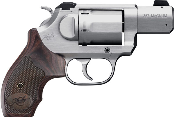 Kimber Mfg, Inc 3400021 K6S  DA/SA 357 Mag 6 Shot 2" Brushed Stainless Steel Barrel & Cylinder, Brushed Stainless Steel Frame, Diamond Checkering Grip, Exposed Hammer