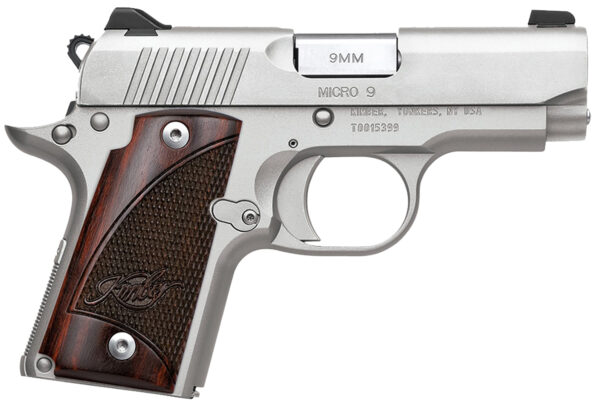 Kimber Mfg.,inc 3300158 Micro 9 Stainless Rosewood 9mm 7+1 3.15" Satin Silver Stainless Steel Slide Rosewood Grip