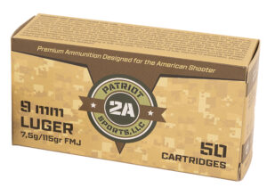 PATRIOT SPORTS LLC P9MM115F   9mm 115gr Full Metal Jacket 50 Per Box/20 Case