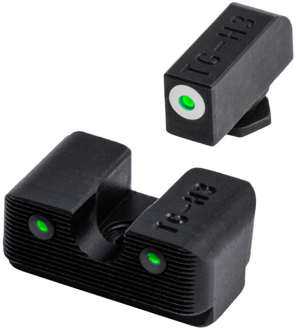 TruGlo TG231G1W Tritium Pro  Low, White Outline Tritium Front/Green Tritium Rear/Black Nitride Fortress Frame, Compatible w/Most Glock Except MOS, Front Post/Rear Dovetail Mount