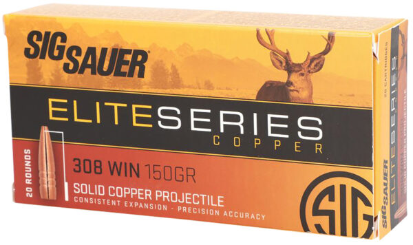 Sig Sauer E308H120 Elite Copper Hunting  308Win 150gr Copper Solid 20 Per Box/10 Case
