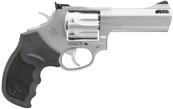 Taurus 2627049 Tracker 627 Medium Frame 357 Mag/38 Special +P 7rd 4" Matte Stainless Steel Barrel, Cylinder & Frame, Adjustable Rear Sight, Black Ribber Grip, Transfer Bar Safety, Exposed Hammer