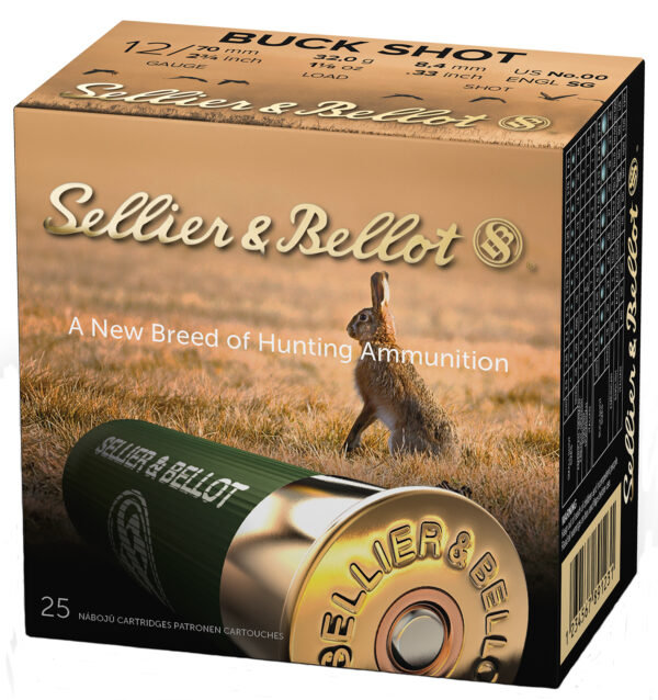 Sellier & Bellot SB12BSG Hunting  12Gauge 2.75" 9Pellets 1 1/8oz 00Buck Shot 25 Box/10 Case