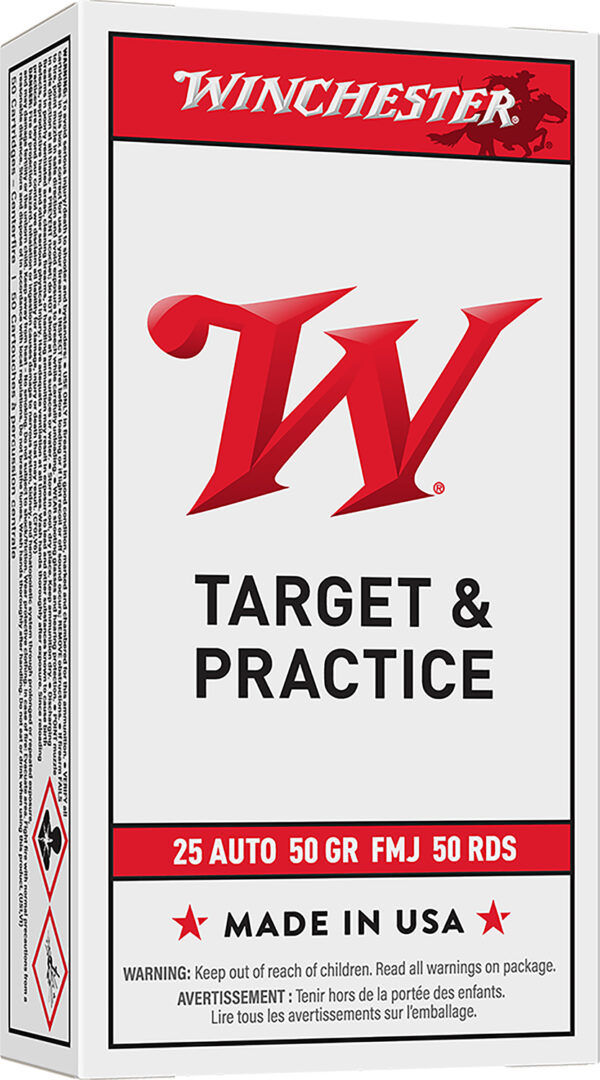Winchester Ammo Q4203 USA  25ACP 50gr Full Metal Jacket 20 Per Box/10 Case