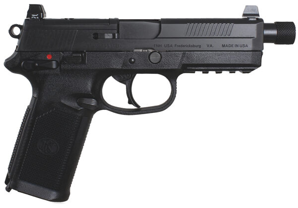 FN 66966 FNX Tactical 45 ACP 15+1 5.30" Steel Threaded Barrel Black Optic Ready/Serrated Slide Matte Black Polymer Frame w/Picatinny Rail Black Textured w/Interchangeable Backstrap Grips Right Hand