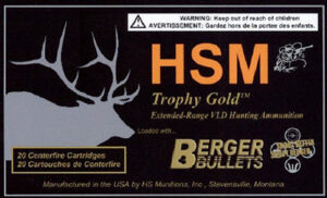 HSM 300WBY168VLD Trophy Gold Extended Range 300 Wthby Mag 168 gr Berger Hunting VLD Match 20 Per Box/ 20 Case