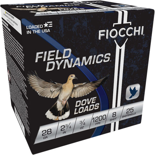 Fiocchi 28GT8 Field Dynamics Dove & Quail 28Gauge 2.75" 3/4oz 8Shot 25 Per Box/10 Case