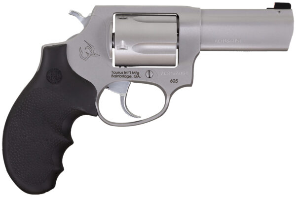 Taurus 260539NS Defender 605  SA/DA 38 Special +P or 357 Mag 5 Shot 3" Barrel, Overall Matte Finish Stainless Steel, Finger Grooved Black Hogue Rubber Grip, Night Front Sight