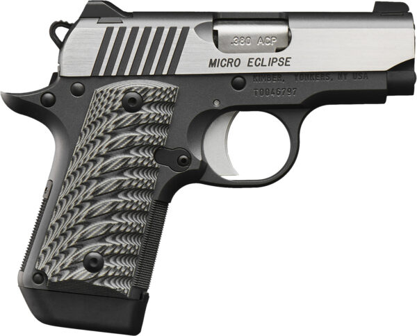 Kimber Mfg, Inc 3300188 Micro Eclipse 380 ACP 7+1 2.75" Stainless Match Grade Barrel, KimPro II Black Serrated Stainless Steel Slide, Charcoal Gray Aluminum Frame w/Beavertail, G10 Grip