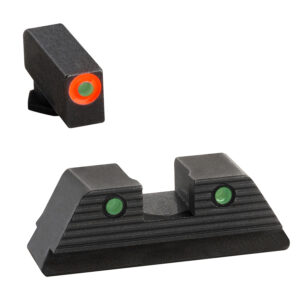 AmeriGlo GL818 Trooper Sight Set for Glock  Green Tritium Orange Outline Front Sight-Green Tritium Black Outline Rear Sight
