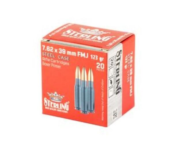 Sterling Exclusive Steel Cased 7.62x39 Rifle Ammo - 123 Grain | FMJ | 1000rd Case