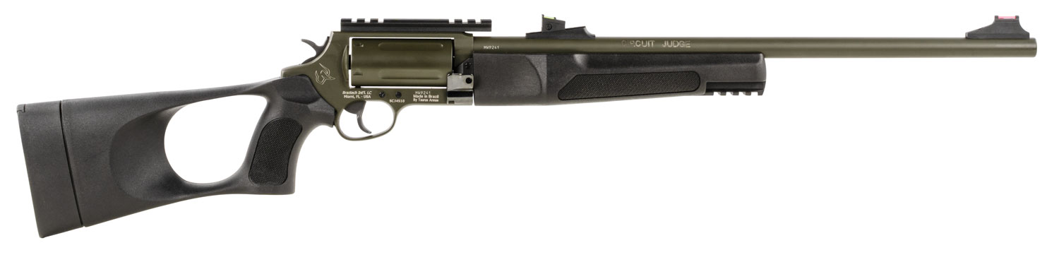 Rossi SCJT4510B Circuit Judge  45 Colt (LC) Caliber or 410 Gauge with 5rd Capacity, 18.50" Barrel, Moss Green Cerakote Metal Finish & Black Fixed Thumbhole Stock Right Hand (Full Size)